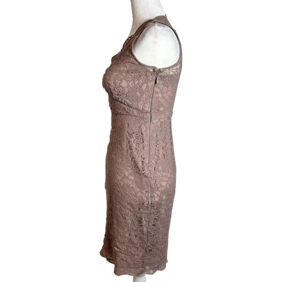 BCBGMAXAZRIA Lace Sheath Dress Sz 2 Taupe Nude Elegant Cocktail sexy - Picture 7 of 12